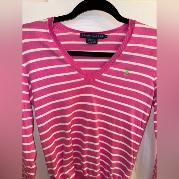 *NWOT* Ralph Lauren Striped V-Neck Sweater, Size Small - Picture 3 of 15